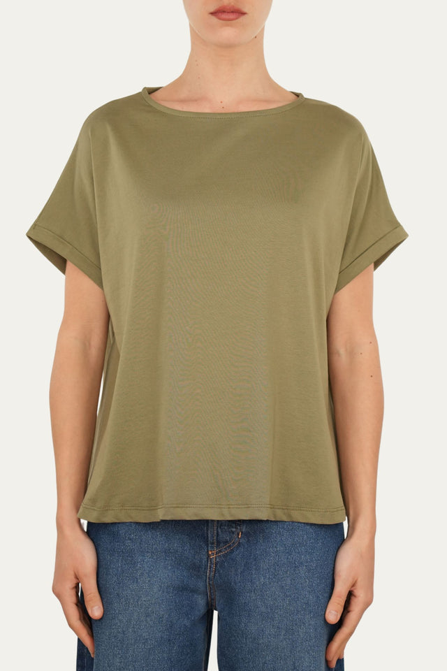 T+shirt a barchetta cotone - Salvia