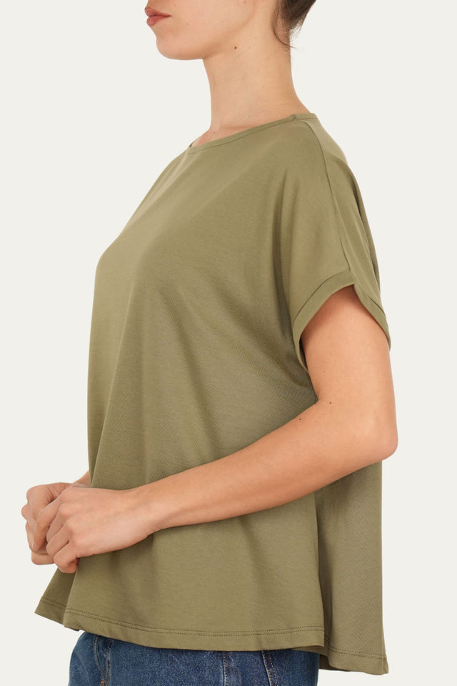 T+shirt a barchetta cotone - Salvia