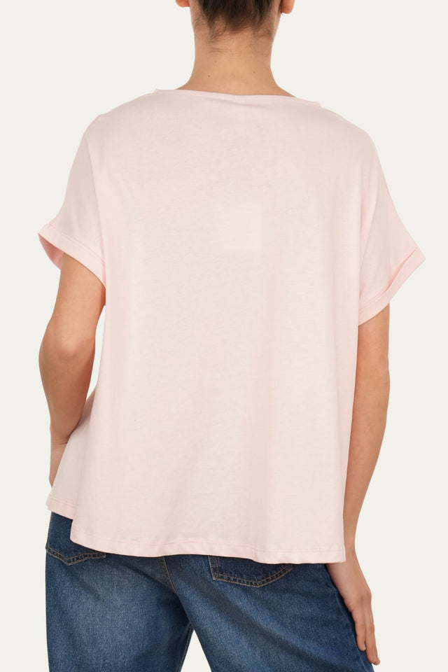 T+shirt a barchetta cotone - Rosa Confetto