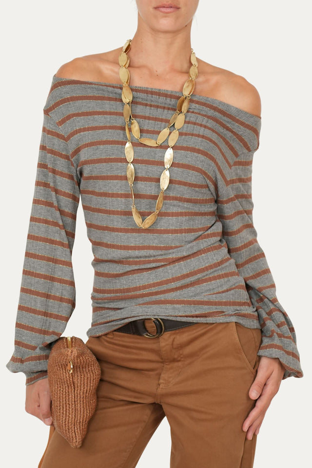 Maglia Glam a righe - Tabacco