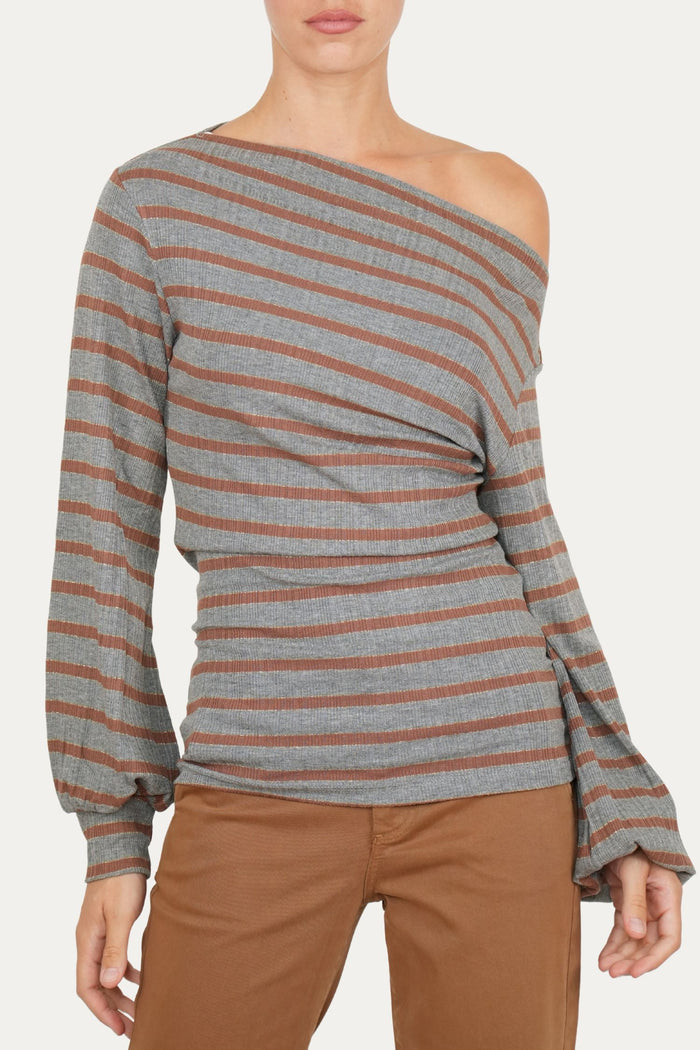 Maglia Glam a righe - Tabacco