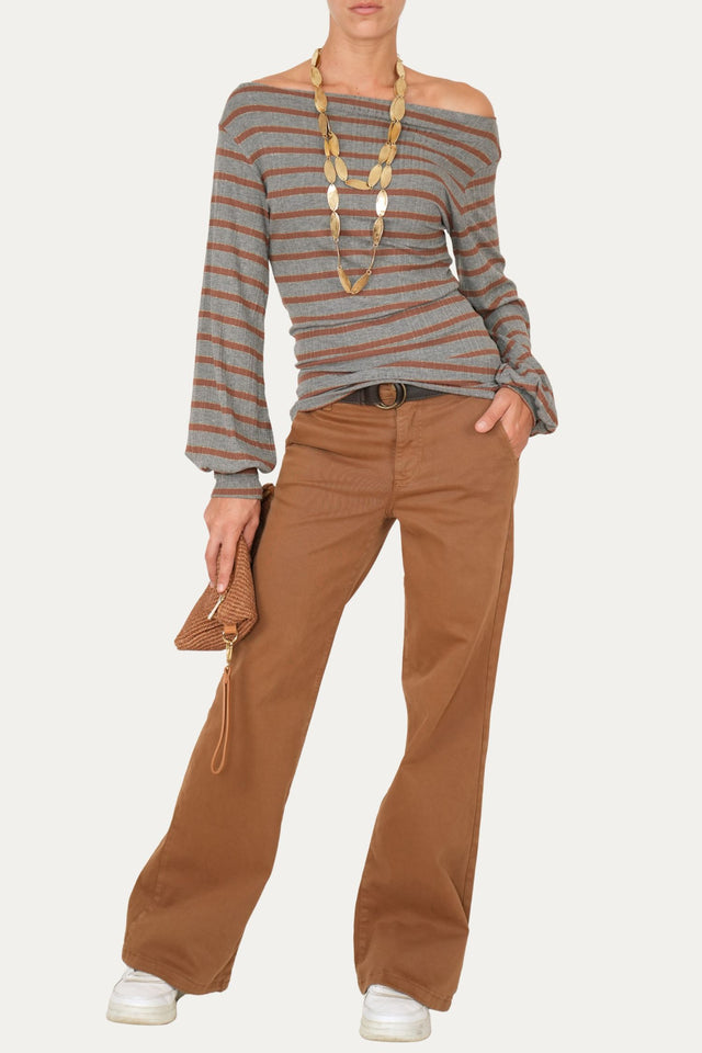 Maglia Glam a righe - Tabacco