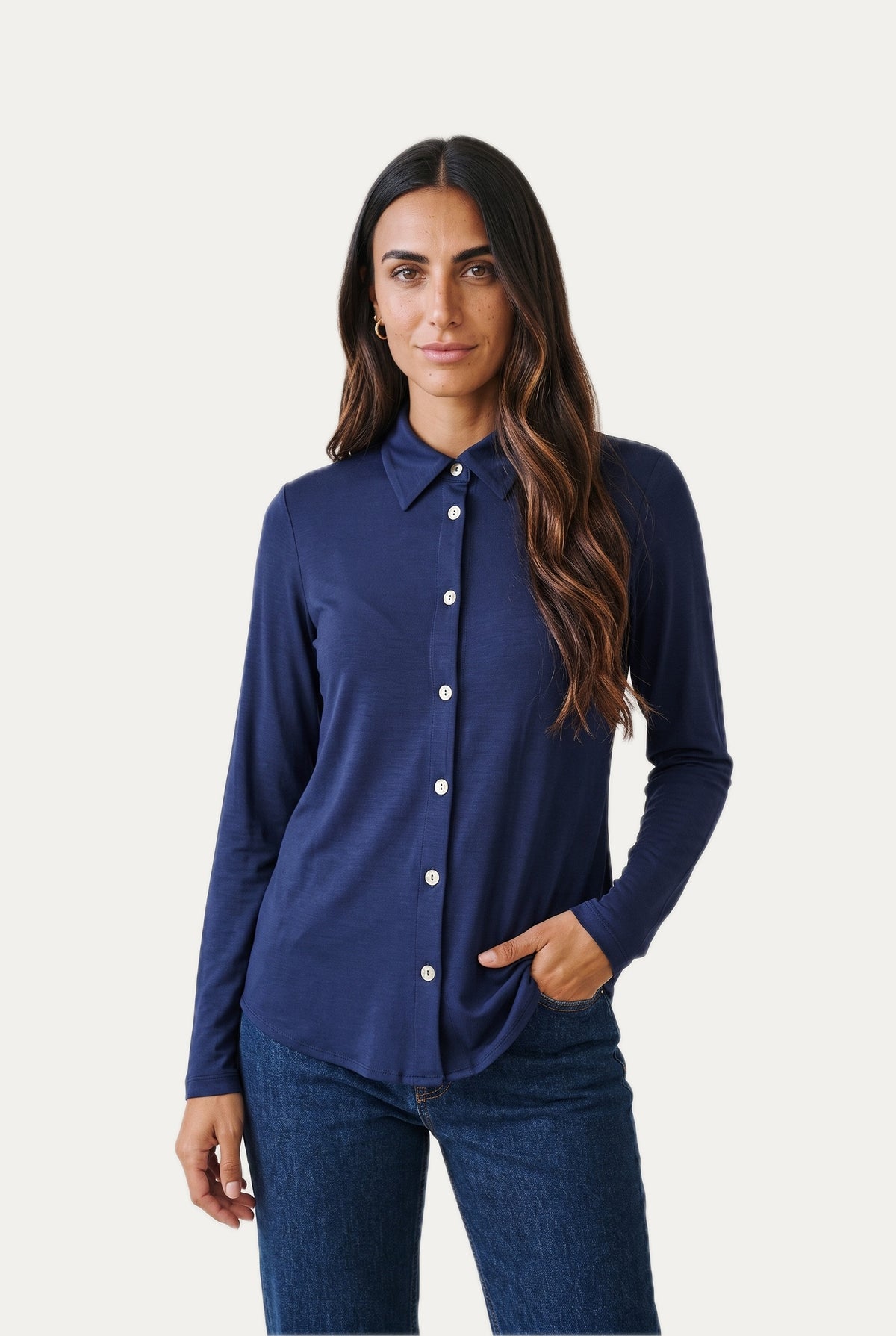 Camicia Jersey di Viscosa MILLY - Blu Notte