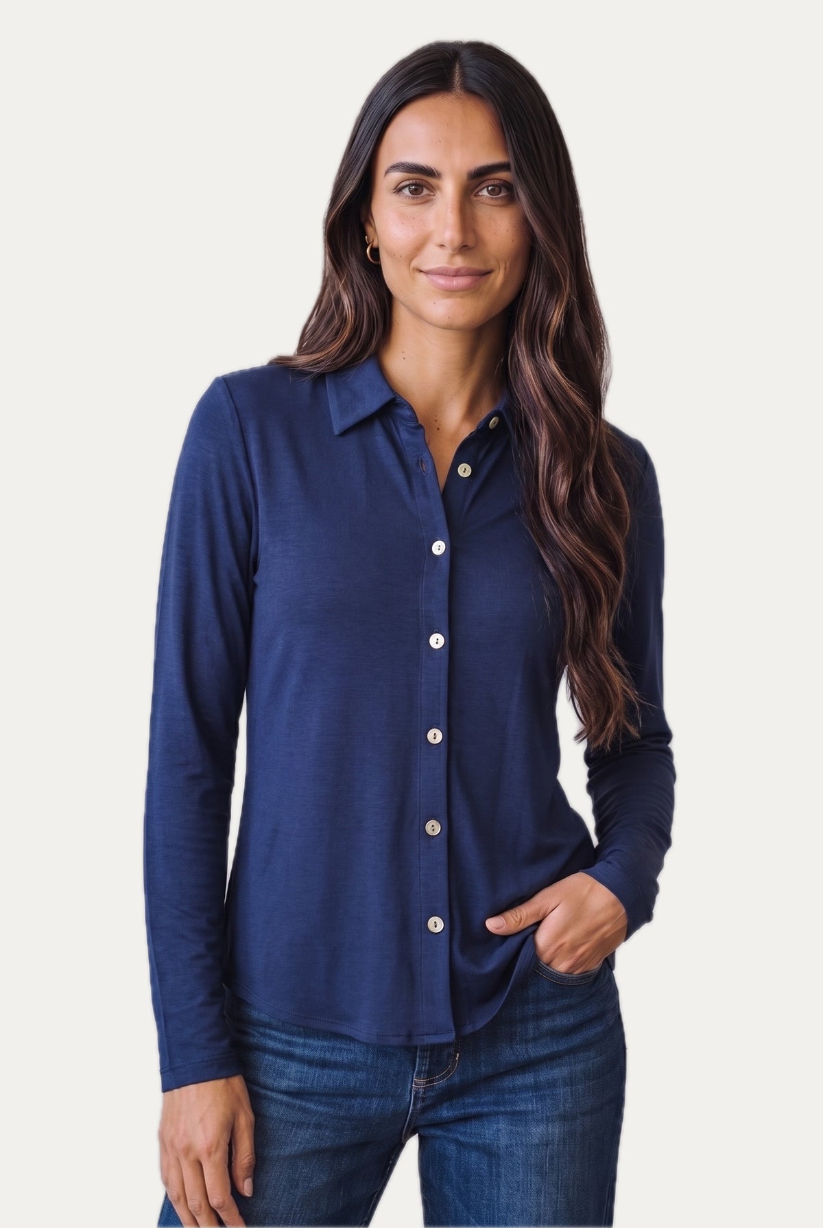 Camicia Jersey di Viscosa MILLY - Blu Notte