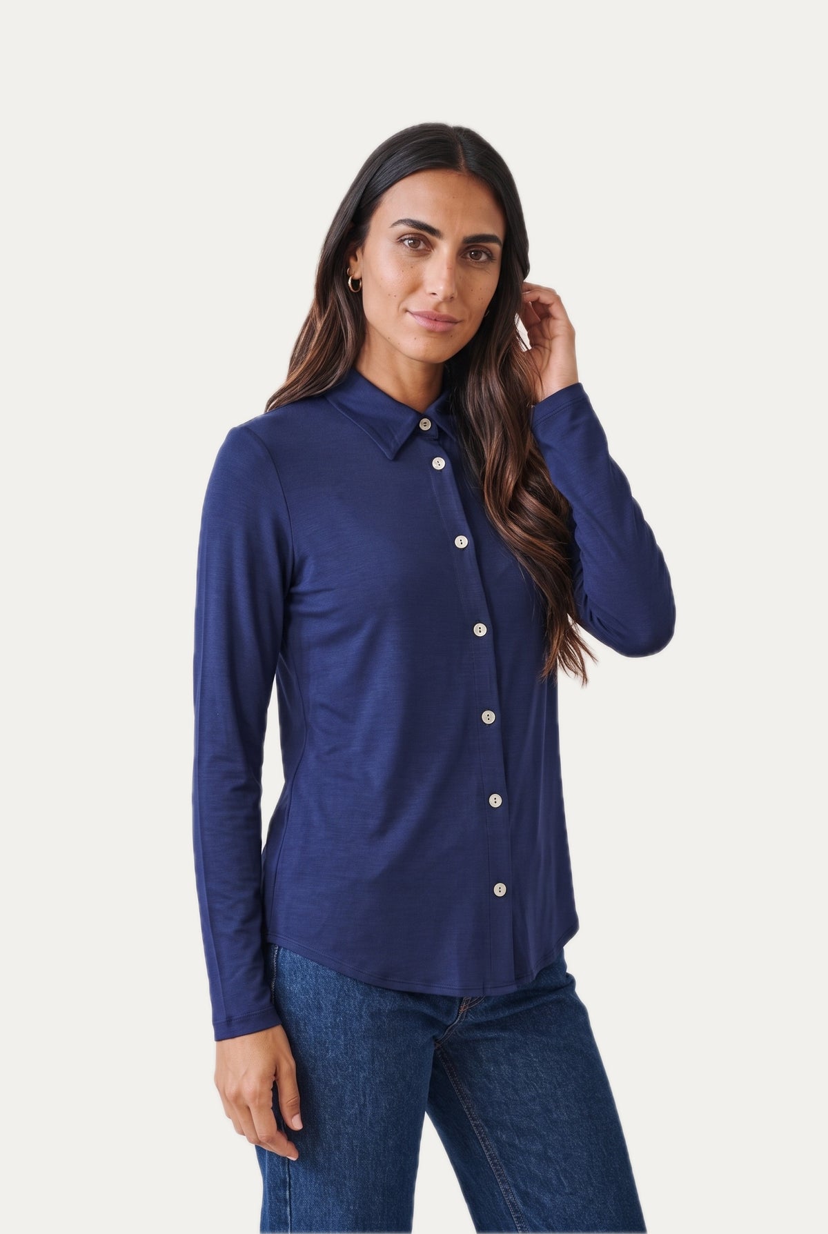 Camicia Jersey di Viscosa MILLY - Blu Notte