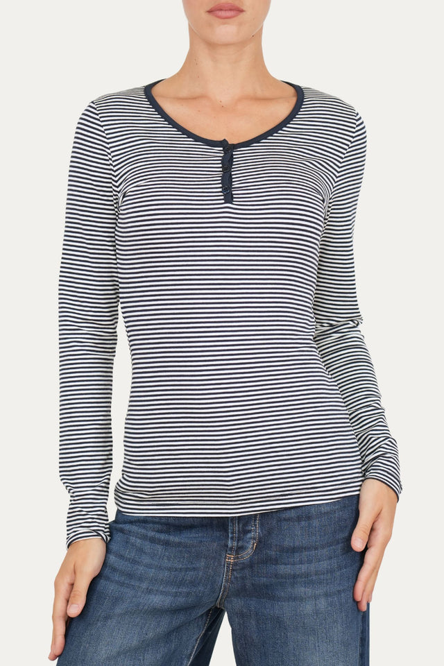 Maglia scollo a V con bottoni IVY - Blu Notte