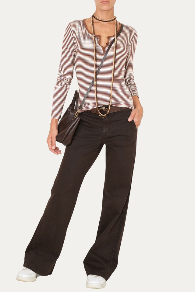 Maglia scollo a V con bottoni IVY - Moka