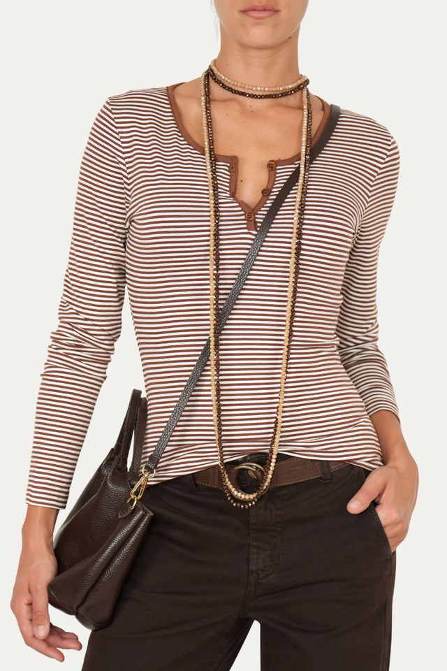 Maglia scollo a V con bottoni IVY - Moka