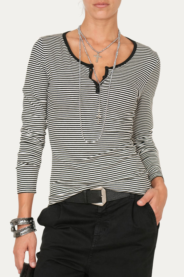 Maglia scollo a V con bottoni IVY - Nero