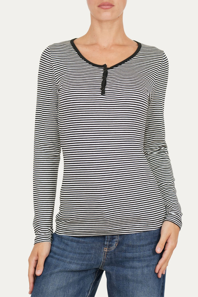 Maglia scollo a V con bottoni IVY - Nero