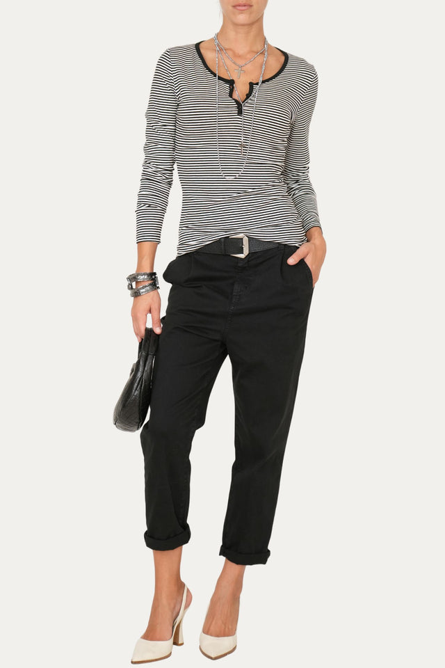 Maglia scollo a V con bottoni IVY - Nero