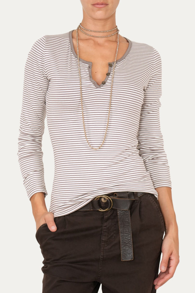 Maglia scollo a V con bottoni IVY - Taupe