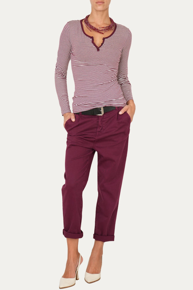 Maglia scollo a V con bottoni IVY - Vino