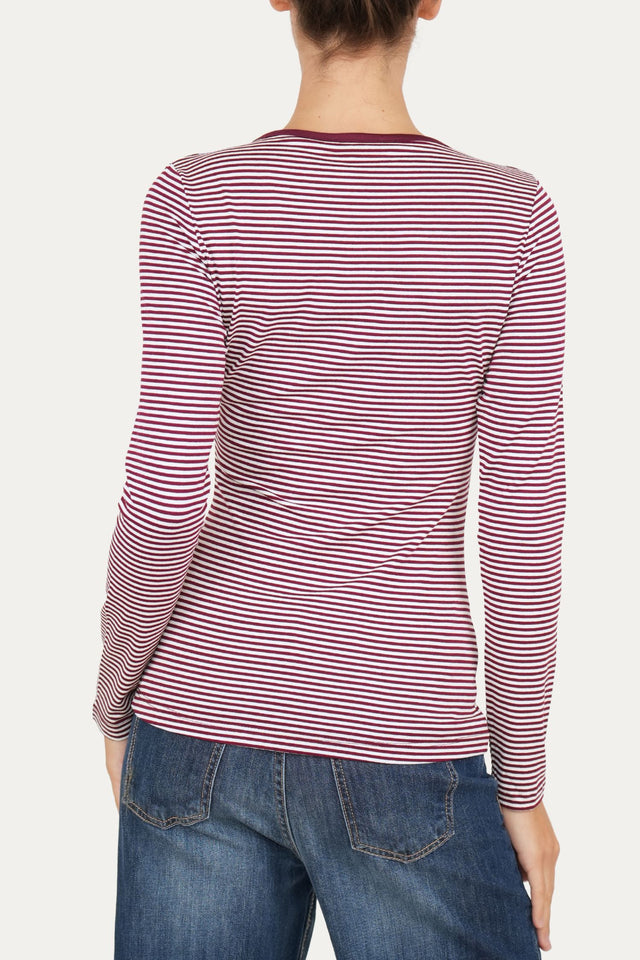 Maglia scollo a V con bottoni IVY - Vino