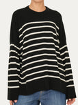Maglione morbido a righe - Nero/Panna