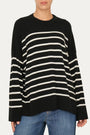 Maglione morbido a righe - Nero/Panna