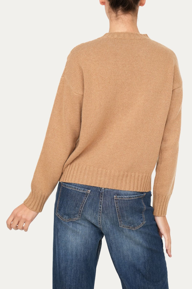 Maglione TRECCE e ROMBI misto cashmere - Biscotto
