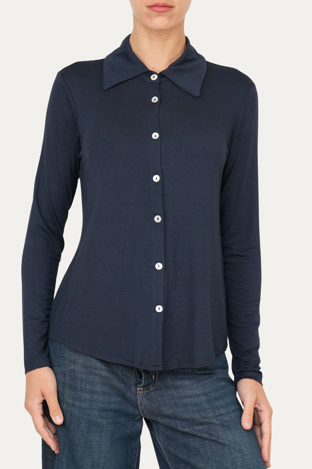 Camicia Jersey di Viscosa MILLY - Blu Notte