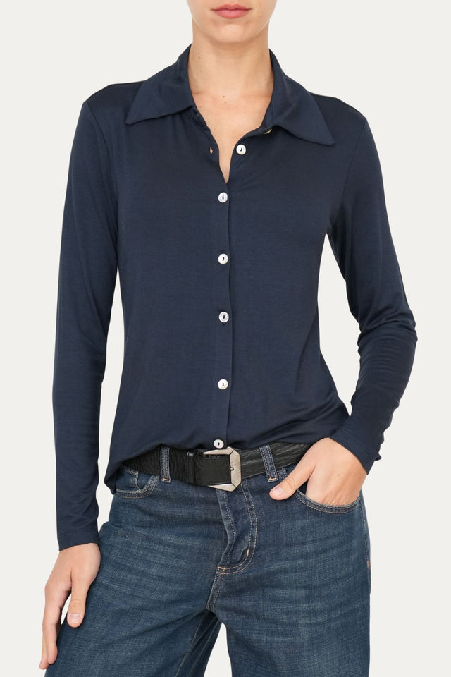 Camicia Jersey di Viscosa MILLY - Blu Notte