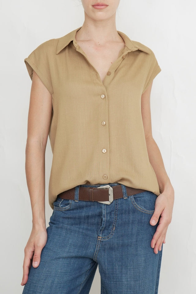 Bulier-Blusa manica scesa con bottoni - Cammello - Elisa Paglia