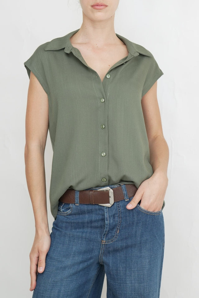 Bulier-Blusa manica scesa con bottoni - Verde militare - Elisa Paglia