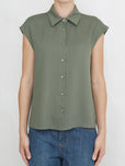 Blusa manica scesa con bottoni - Verde militare