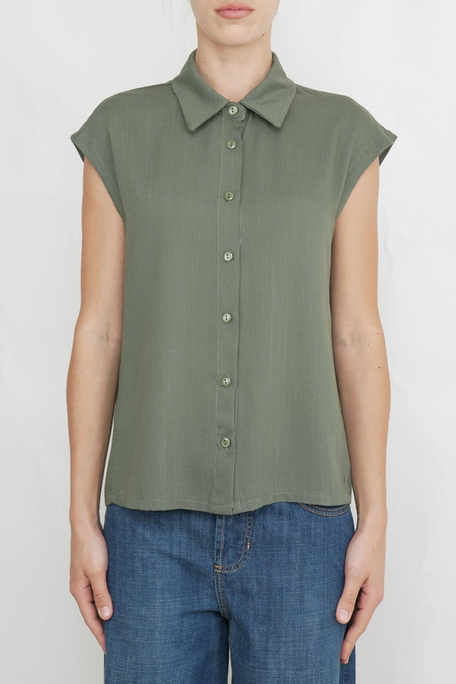 Bulier-Blusa manica scesa con bottoni - Verde militare - Elisa Paglia