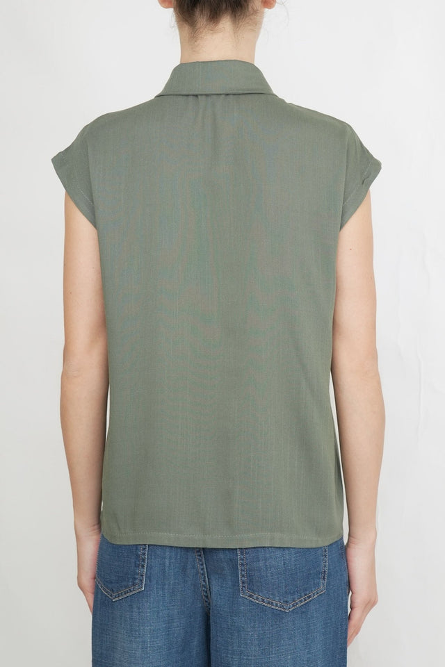 Bulier-Blusa manica scesa con bottoni - Verde militare - Elisa Paglia