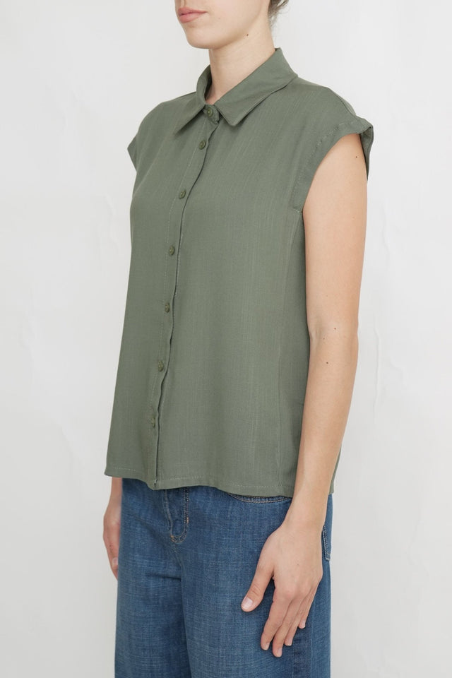 Bulier-Blusa manica scesa con bottoni - Verde militare - Elisa Paglia