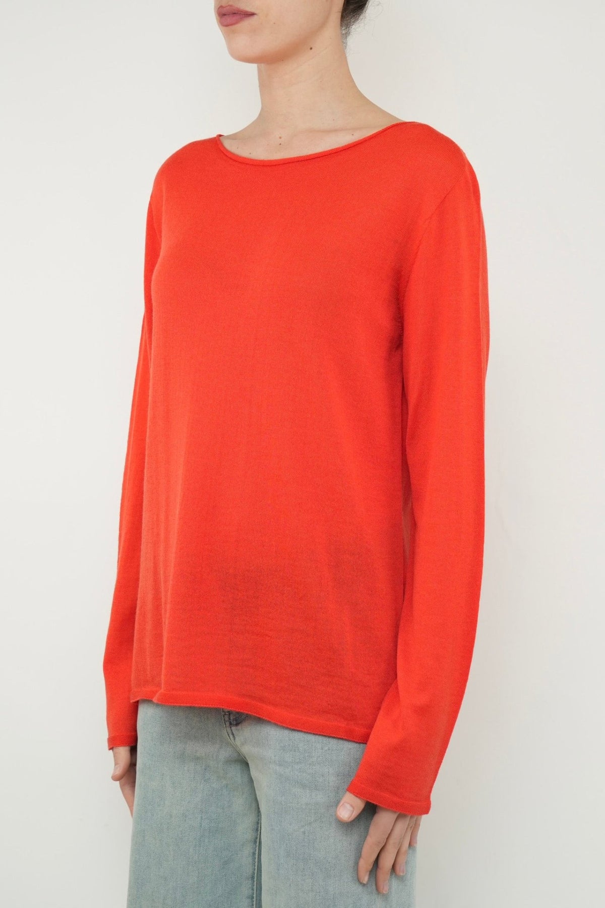 Maglia scollo barca lana vergine merino Zegna Baruffa - Arancio