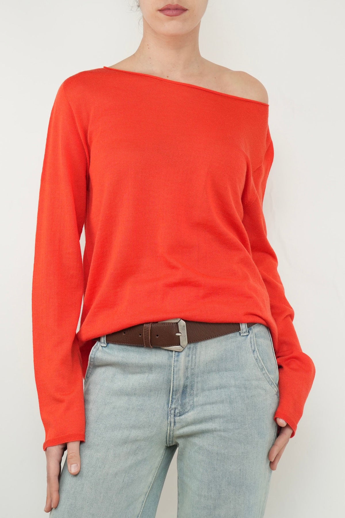Maglia scollo barca lana vergine merino Zegna Baruffa - Arancio