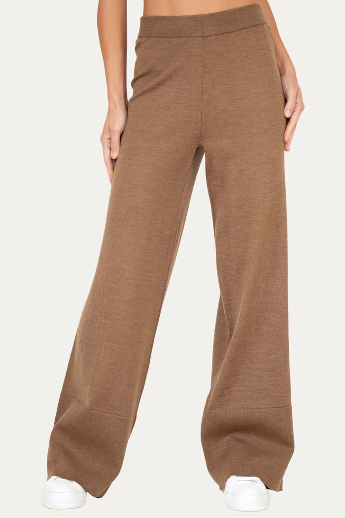 Pantalone palazzo in lana merino Zegna Baruffa - Biscotto