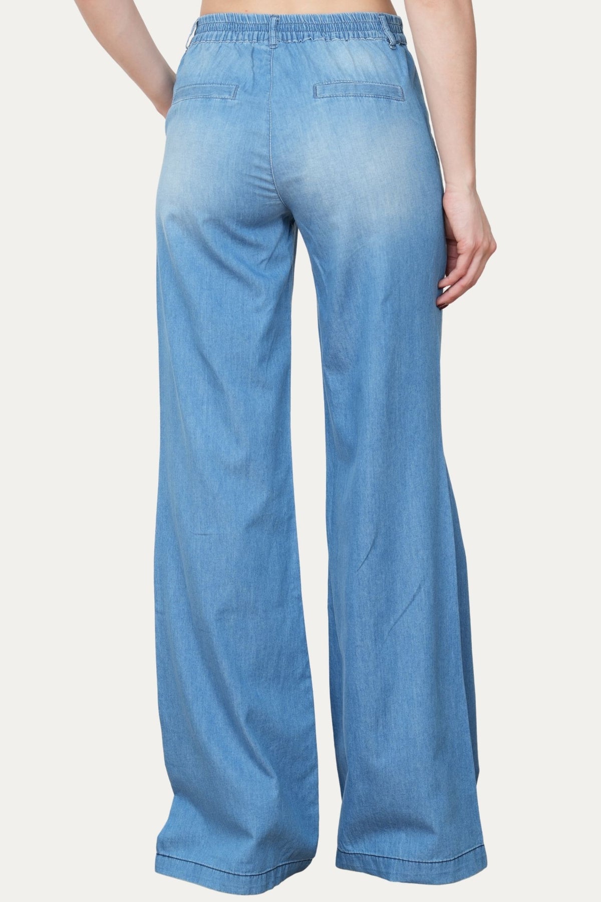 Pantalone palazzo LIA in chambray - Lavaggio Medio
