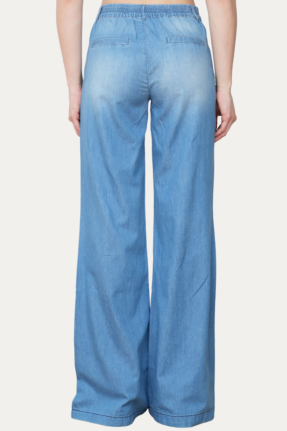 Pantalone palazzo LIA in chambray - Lavaggio Medio