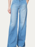 Pantalone palazzo LIA in chambray - Lavaggio Medio