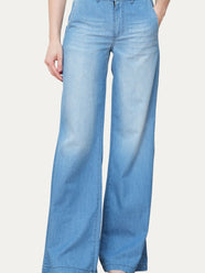Pantalone palazzo LIA in chambray - Lavaggio Medio