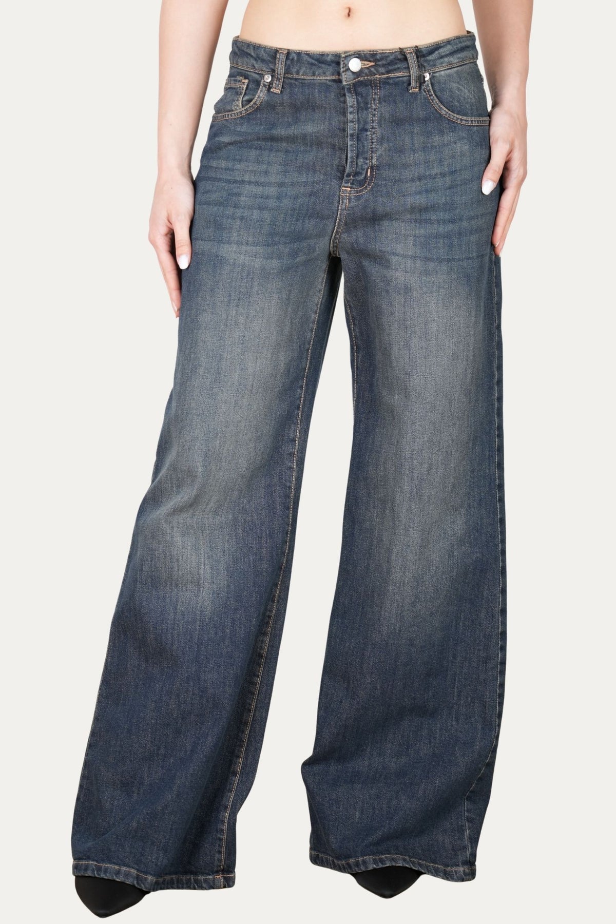 Jeans palazzo DEA tessuto Comfort - Denim Thè