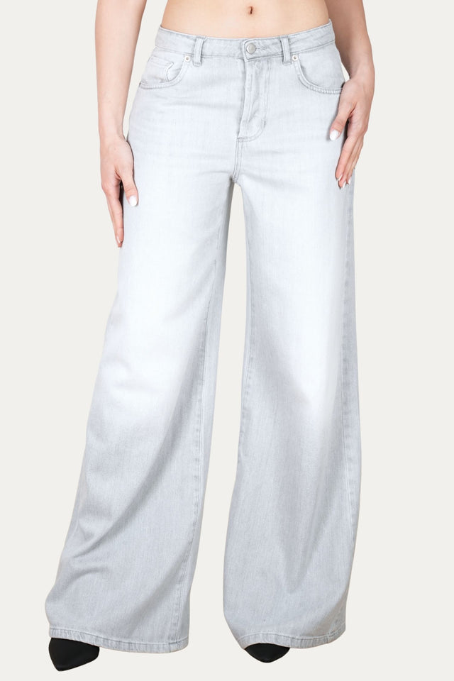 Jeans palazzo DEA in denim leggero strutturato - Grey Wash