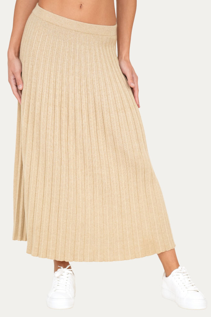 Gonna plissè misto cashmere - Grano