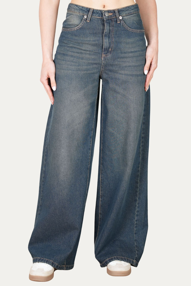Jeans wide leg ISA in tessuto slegato - Denim Thè