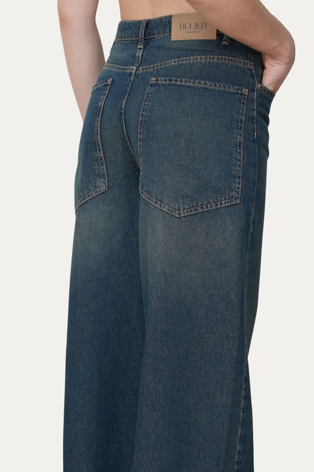 Jeans wide leg ISA in tessuto slegato - Denim Thè