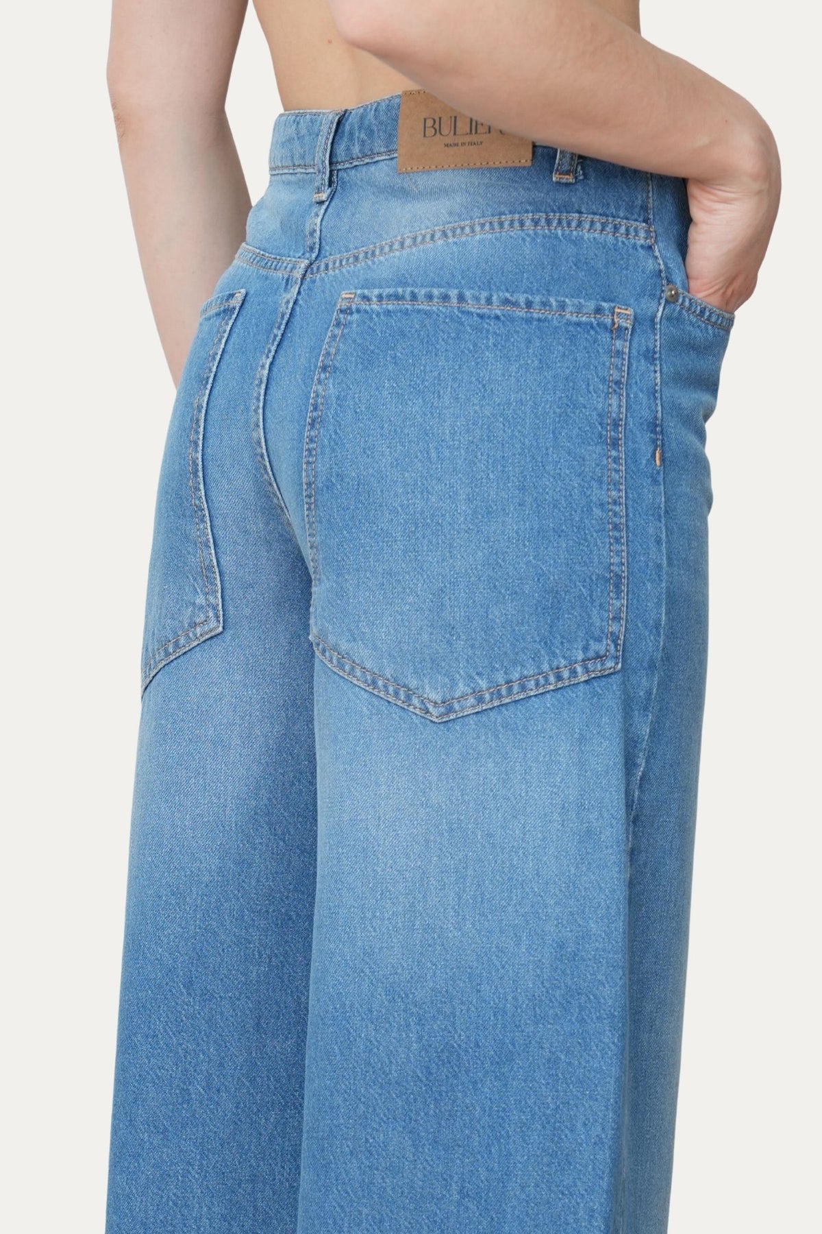 Jeans wide leg ISA in tessuto slegato - Blue Wash