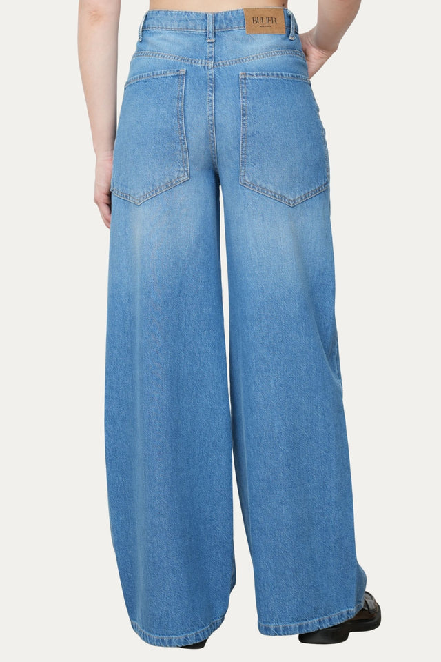 Jeans wide leg ISA in tessuto slegato - Blue Wash