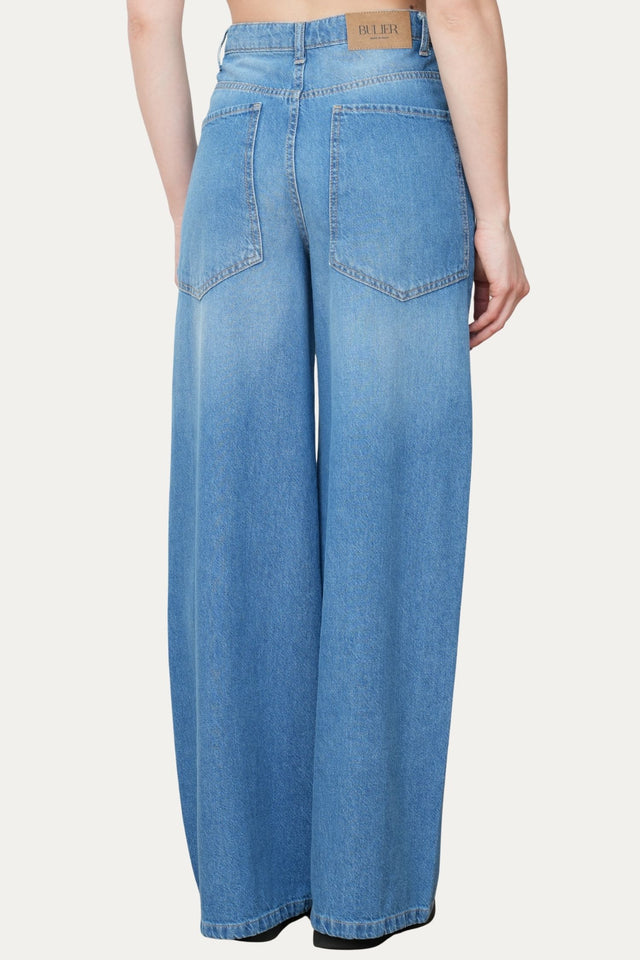 Jeans wide leg ISA in tessuto slegato - Blue Wash