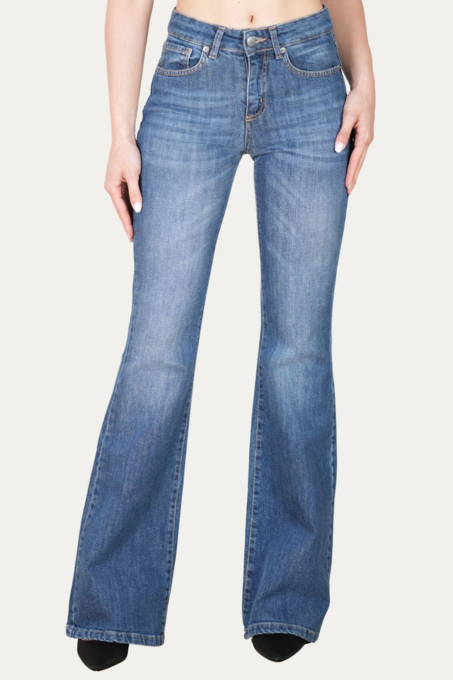 Jeans a zampa JANE in tessuto comfort - Denim Blu