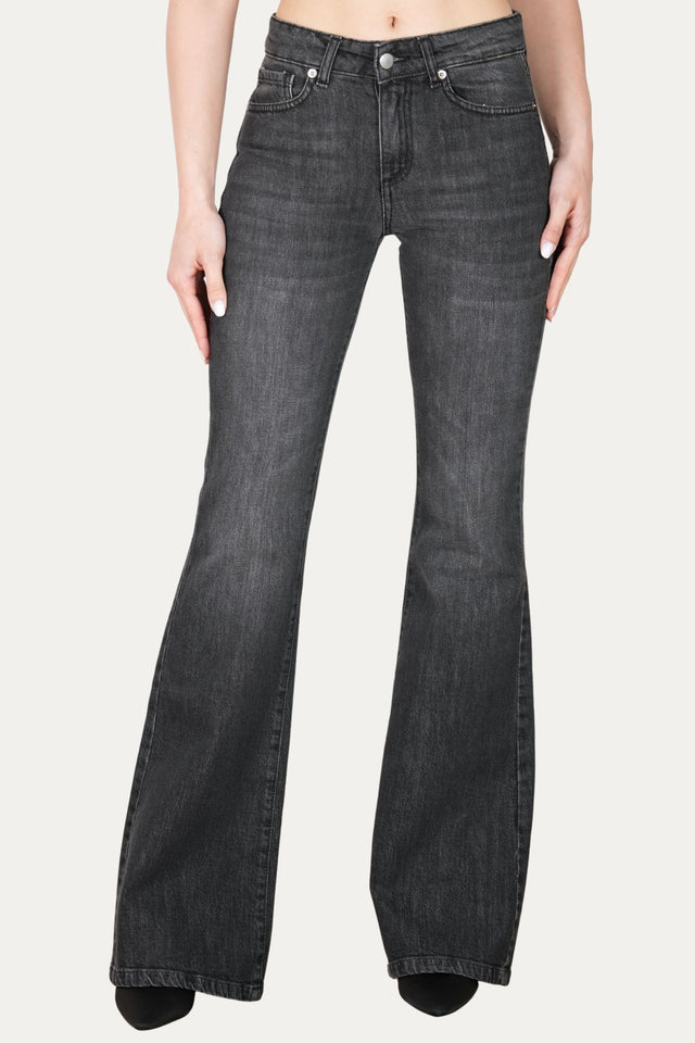Jeans a zampa JANE in tessuto comfort - Denim Nero