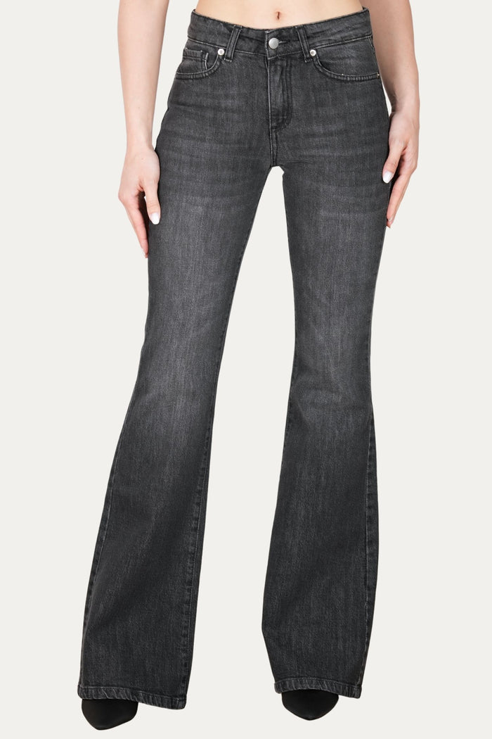 Jeans a zampa JANE in tessuto comfort - Denim Nero