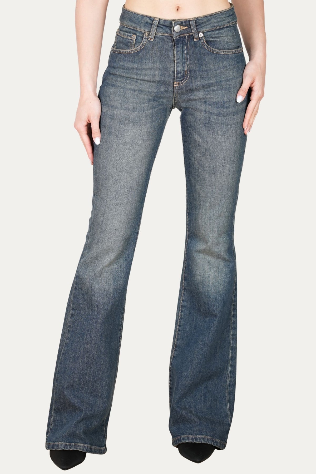 Jeans a zampa JANE in tessuto comfort - Denim Thè