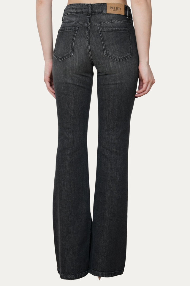 Jeans a zampa JANE in tessuto comfort - Denim Nero