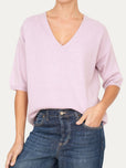Maglia a scatola manica 3/4 misto cashmere - Malva